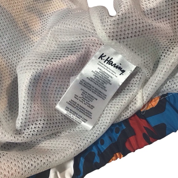 Members Only Keith Haring Jacket Pop Art Graffiti All Over Graphic People Pink - Picture 11 of 13